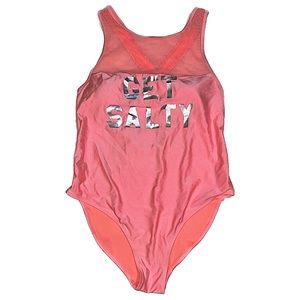 Forever 21+ Coral Pink “GET SALTY” Swimsuit